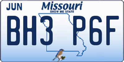MO license plate BH3P6F
