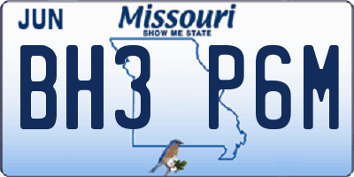 MO license plate BH3P6M