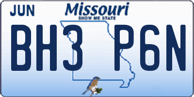 MO license plate BH3P6N