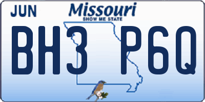 MO license plate BH3P6Q