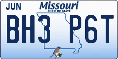 MO license plate BH3P6T