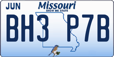 MO license plate BH3P7B