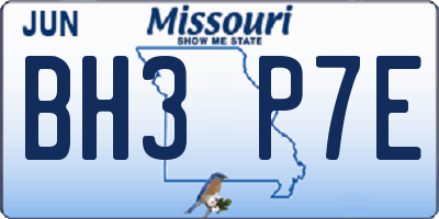 MO license plate BH3P7E