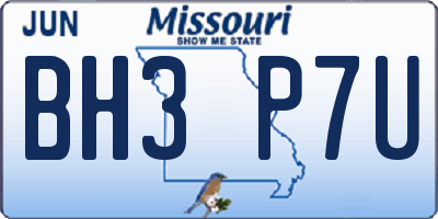 MO license plate BH3P7U