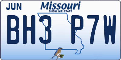 MO license plate BH3P7W