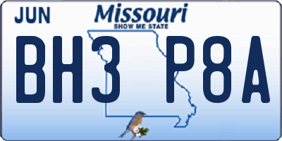 MO license plate BH3P8A
