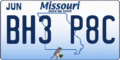 MO license plate BH3P8C