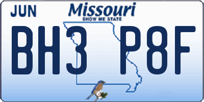 MO license plate BH3P8F