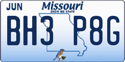MO license plate BH3P8G