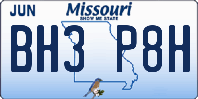 MO license plate BH3P8H