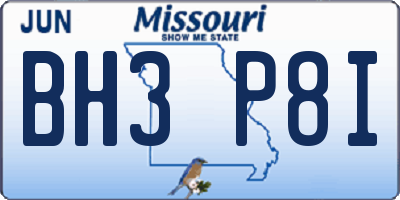 MO license plate BH3P8I