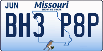 MO license plate BH3P8P