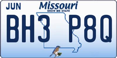MO license plate BH3P8Q