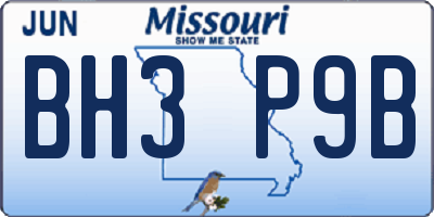 MO license plate BH3P9B