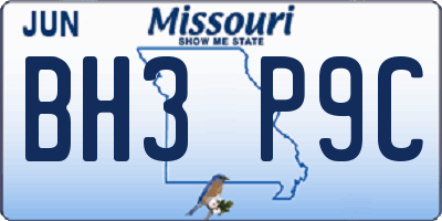 MO license plate BH3P9C