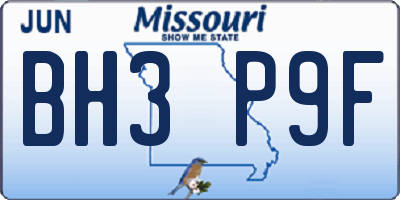 MO license plate BH3P9F