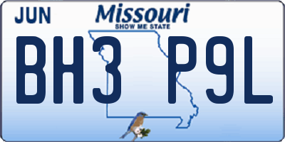 MO license plate BH3P9L