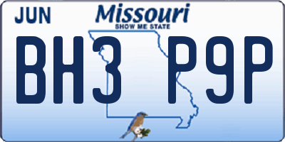 MO license plate BH3P9P