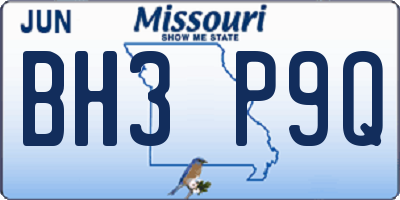 MO license plate BH3P9Q