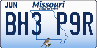 MO license plate BH3P9R