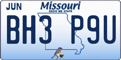 MO license plate BH3P9U