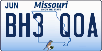 MO license plate BH3Q0A
