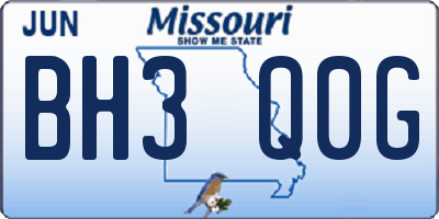 MO license plate BH3Q0G