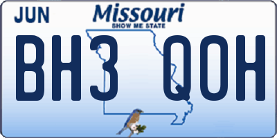 MO license plate BH3Q0H