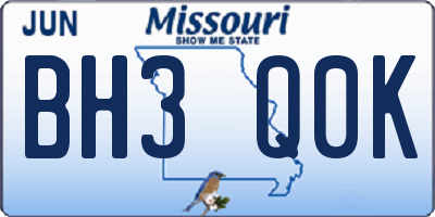 MO license plate BH3Q0K