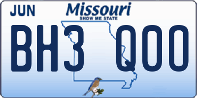MO license plate BH3Q0O