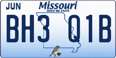 MO license plate BH3Q1B