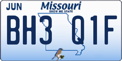 MO license plate BH3Q1F