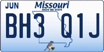 MO license plate BH3Q1J