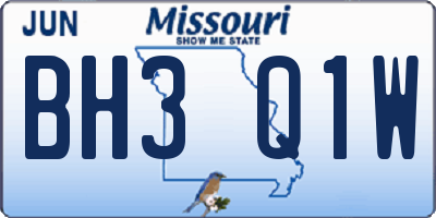 MO license plate BH3Q1W