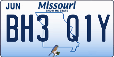 MO license plate BH3Q1Y