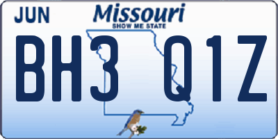 MO license plate BH3Q1Z