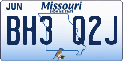 MO license plate BH3Q2J
