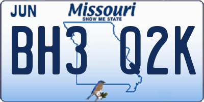 MO license plate BH3Q2K