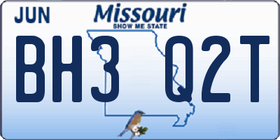 MO license plate BH3Q2T