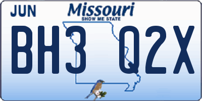 MO license plate BH3Q2X