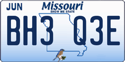 MO license plate BH3Q3E