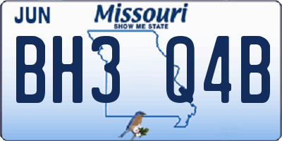 MO license plate BH3Q4B