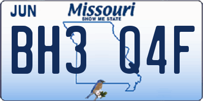 MO license plate BH3Q4F