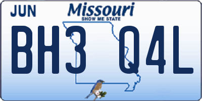 MO license plate BH3Q4L
