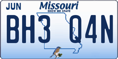 MO license plate BH3Q4N