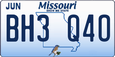 MO license plate BH3Q4O