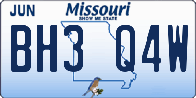 MO license plate BH3Q4W