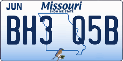 MO license plate BH3Q5B