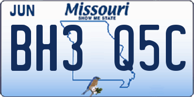MO license plate BH3Q5C