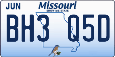 MO license plate BH3Q5D